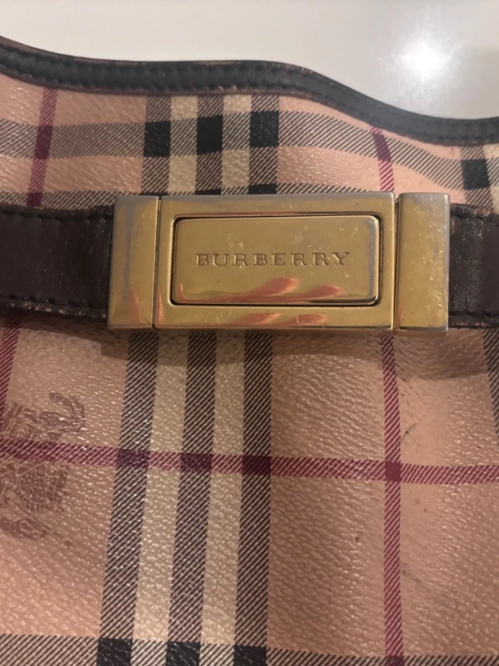Authentic Burberry Signature Haymarket Hobo with matching Burberry wallet